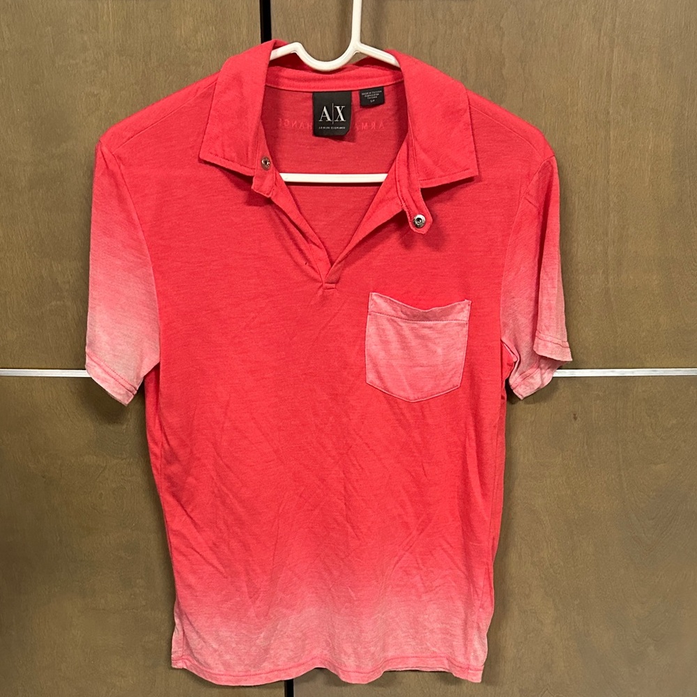 Armani Exchange Gradient Red Polo Shirt